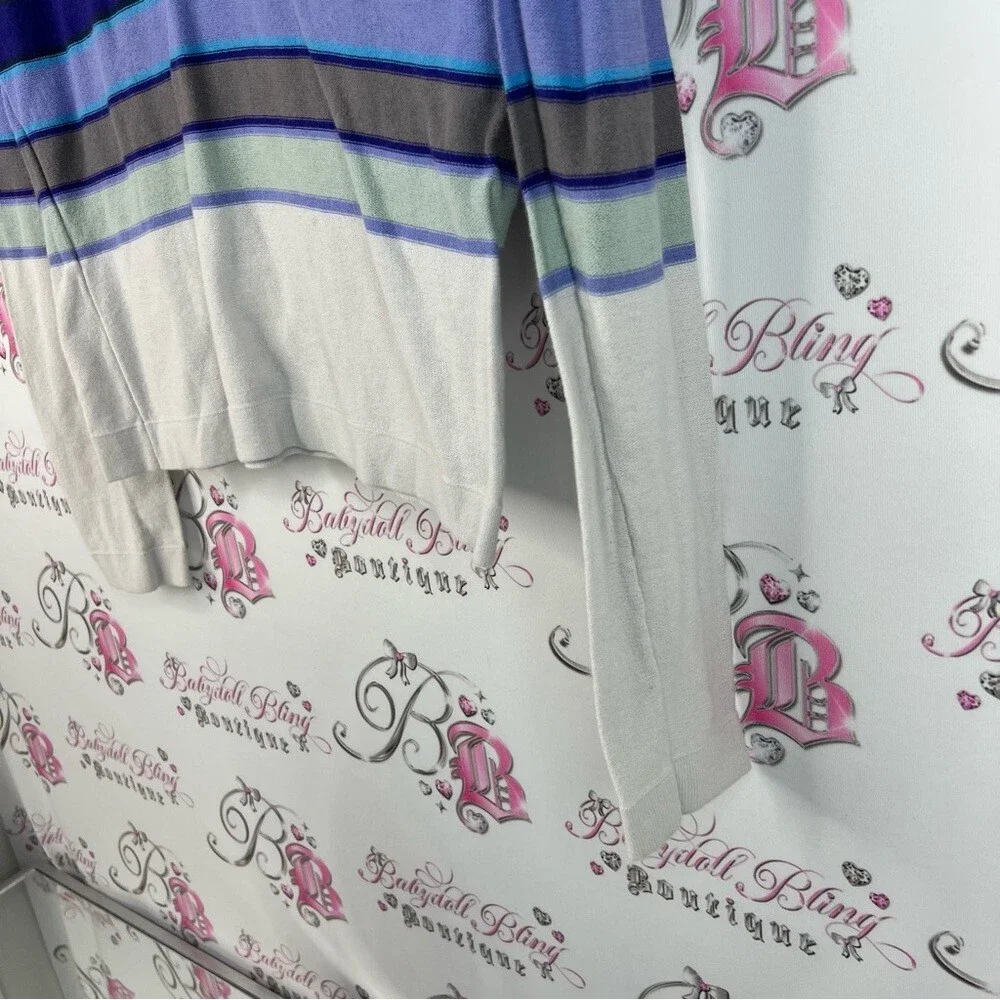 French Connection long sleeve stripes white grey Blue and White Striped Top